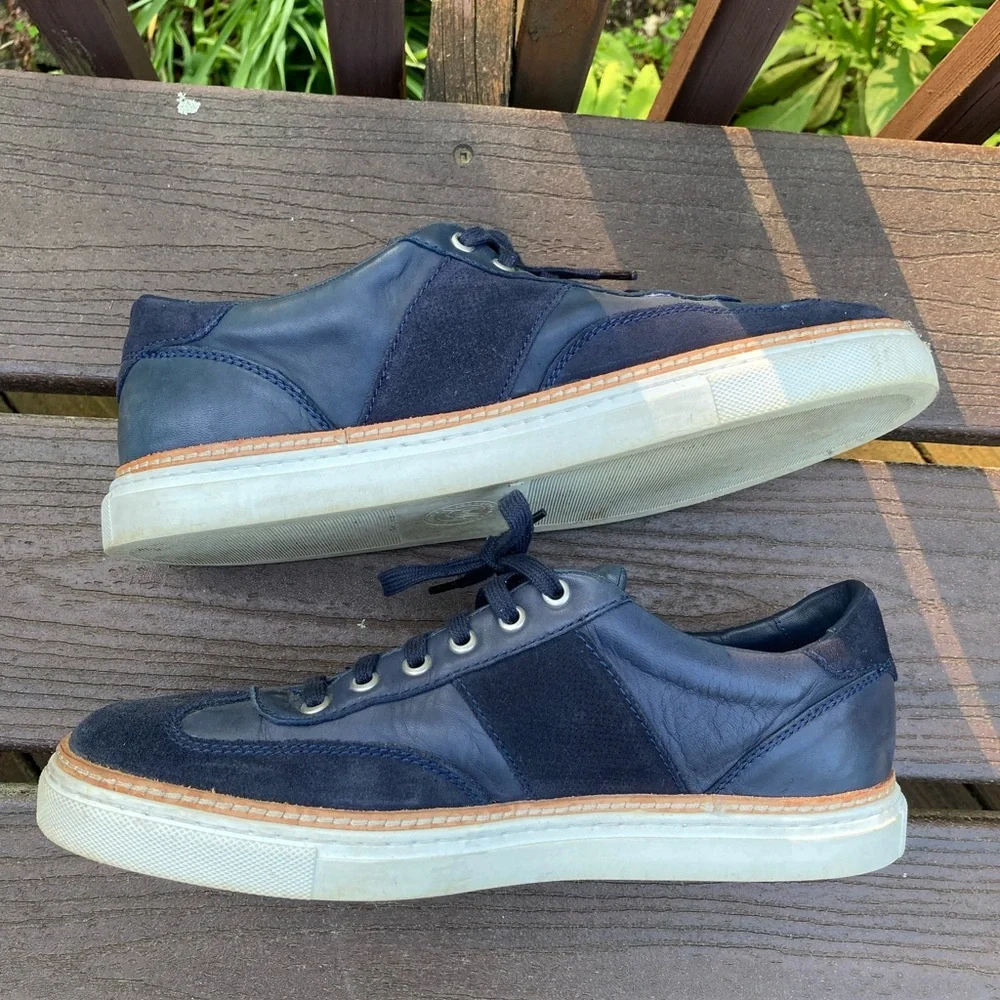 Johnston & Murphy Mens Casey U-Throat Navy Sheepskin/English Suede Sneakers 10M - Picture 4 of 11